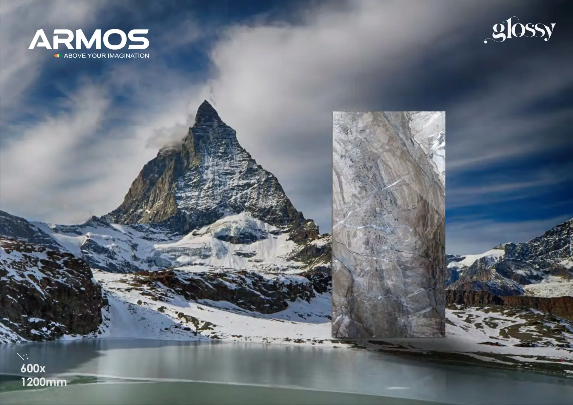 Glossy finish porcelain tiles 600x1200mm for modern floors and walls