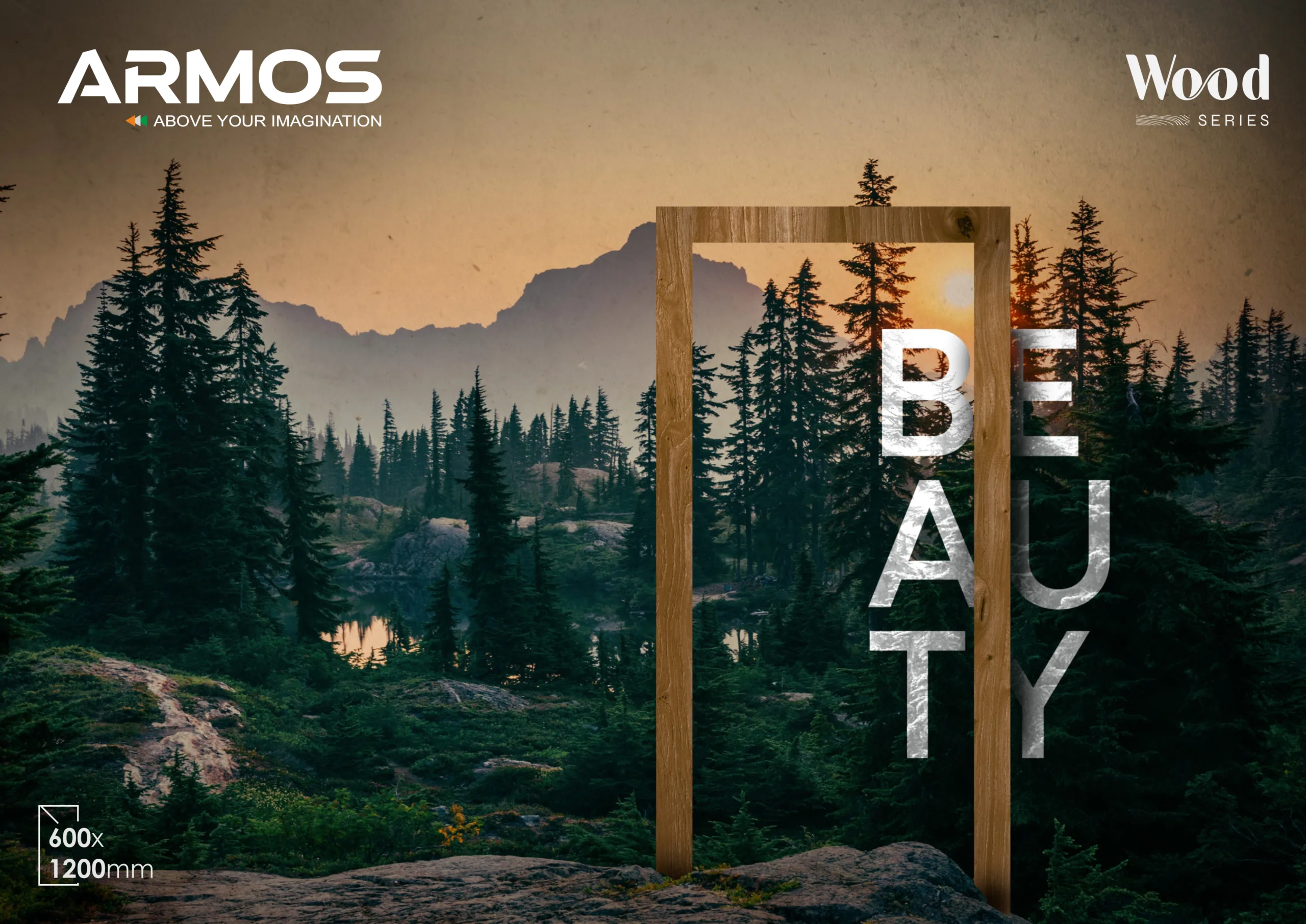 Wood-look 600x1200mm matt finish porcelain tiles for flooring and wall applications – Armos