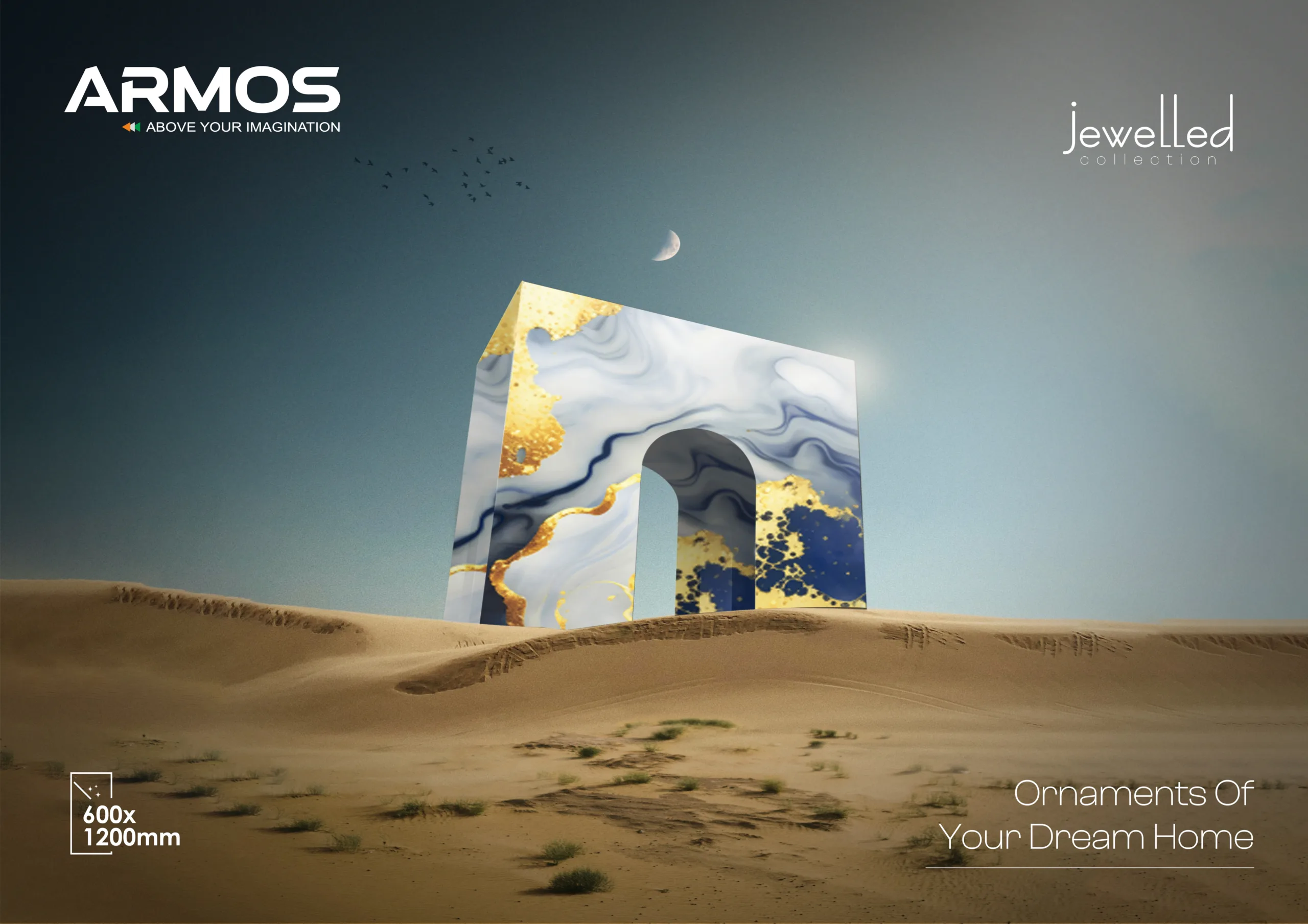 Jewelled Series golden high gloss porcelain tiles 600x1200mm - premium vitrified floor and wall tiles for luxury interiors