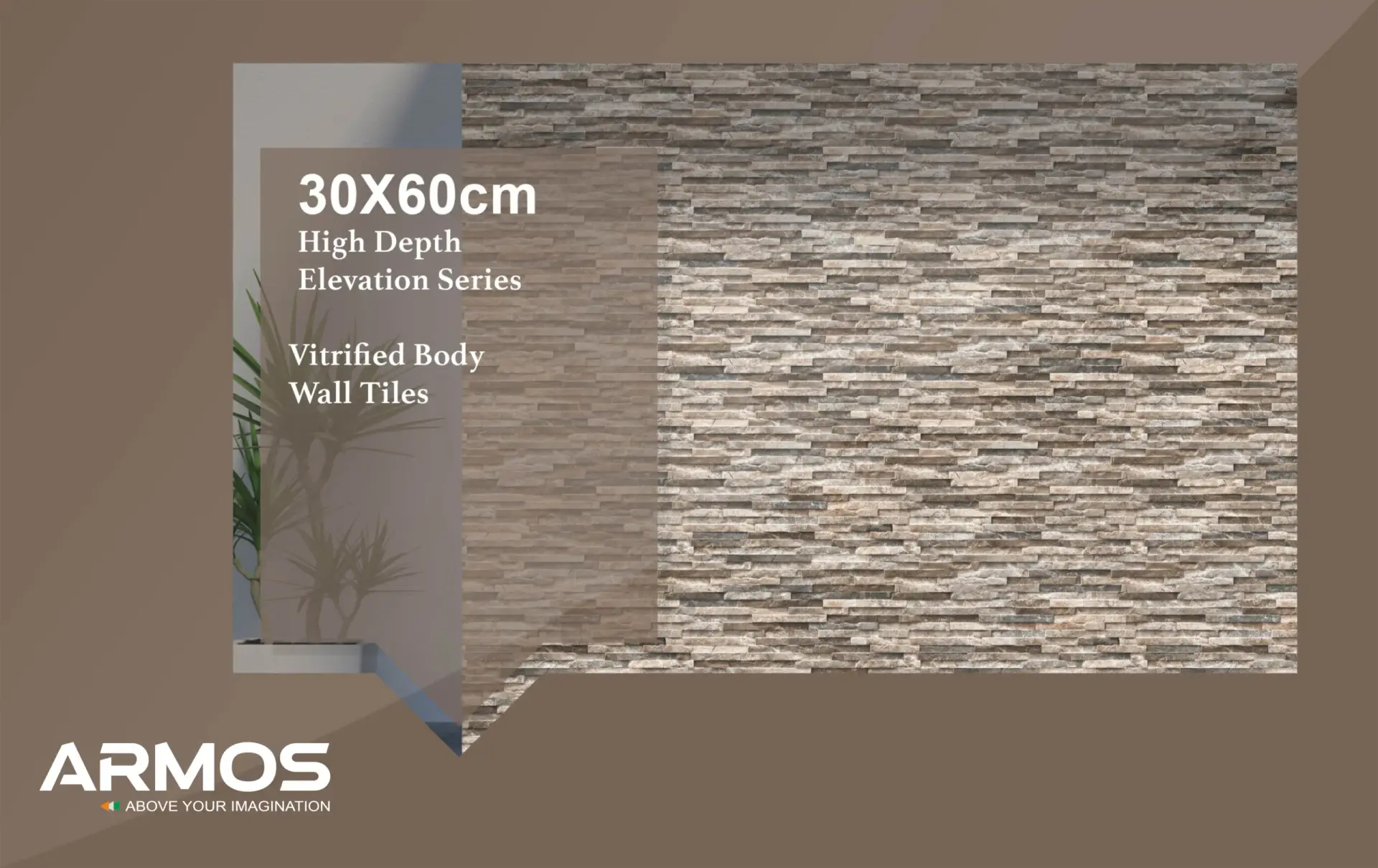 Premium 300x600mm porcelain high depth cladding tiles for modern exterior and interior wall designs – Armos Tiles, Morbi, India