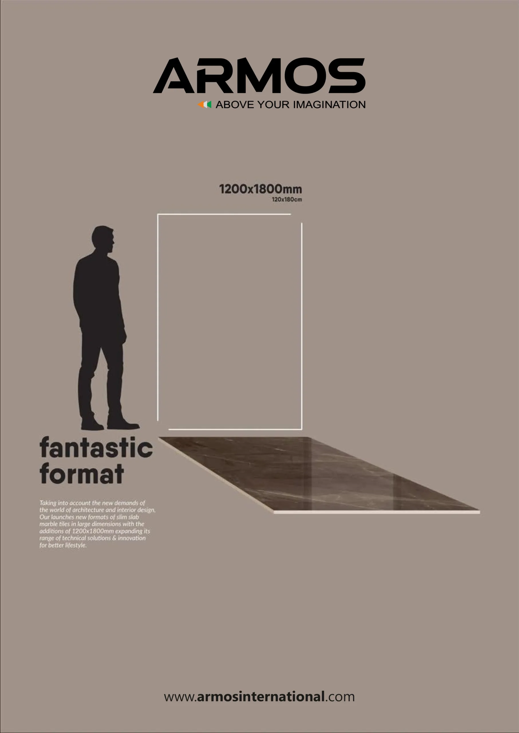 Premium 1200x1800mm porcelain slab tiles with glossy and matt surface by Armos, top tile exporter from India