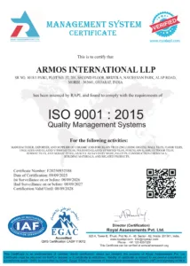 ISO 9001:2015 certified tile manufacturer – Armos International quality management system certification